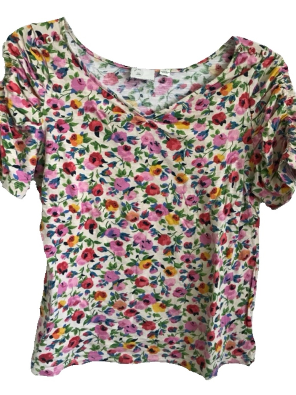 Anthropologie Floral Short Sleeve Tee